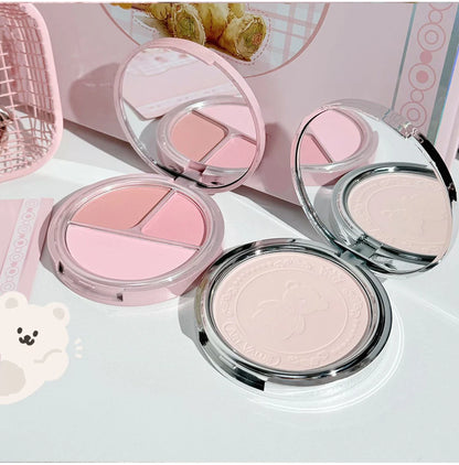 ART VALUE 7PCs Multipurpose Makeup Sets Include 3 Matte Lip Mud,1 Pressed Powder,1 Blush,1 Eyes Palette And Necklace Cosmetics