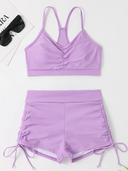 Drawstring Front Shorts Bikinis 2026 High Waist Swimsuit Women Swimwear Female Bathers Bathing Swimming Swim Suit Beachwear