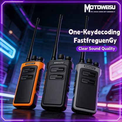 Rechargeable Waterproof Long Range Walkie Talkie Two Way Radio with One Key Decoding for Construction Security Office Use