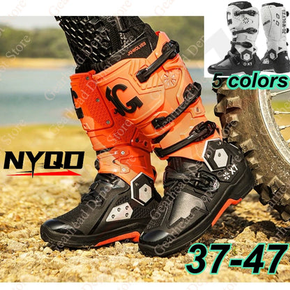 Men Professional Motocross Mid-Calf Long High Ankle Off-Road Racing Boots Moto Rider Protective Shoes Men Woman Motorcycle Boots