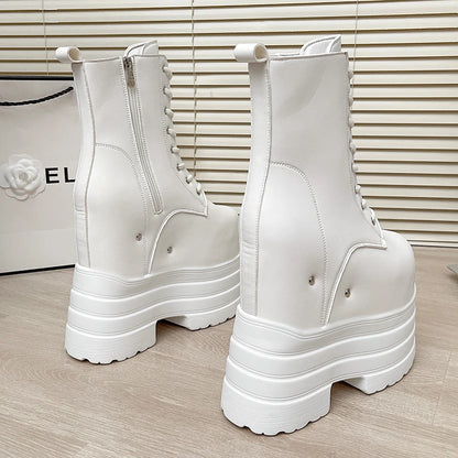 20 CM Women Platform Boots Casual Outdoor Shoes Chunky Simple Design Ankle Boots Cool Nightclub Party Cosplay Shoes