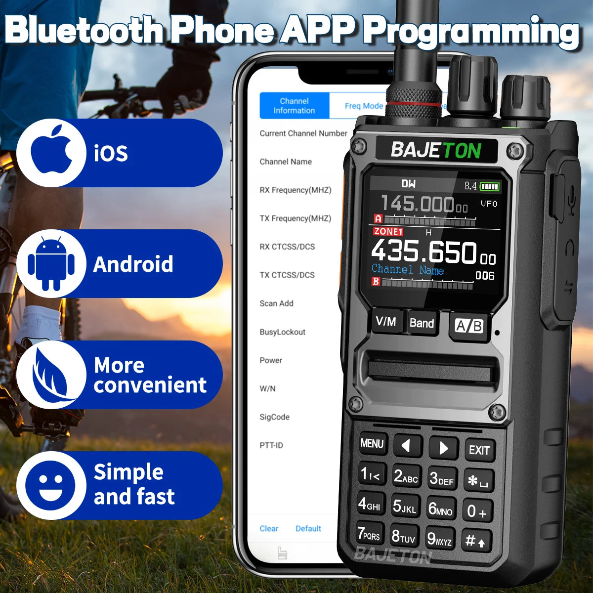 BAJETON BJ-7800 Walkie Talkie Long Range SW MW LW AM SSB CB 10W Receive Wireless Bluetooth Phone Programming Ham Radio RT-920