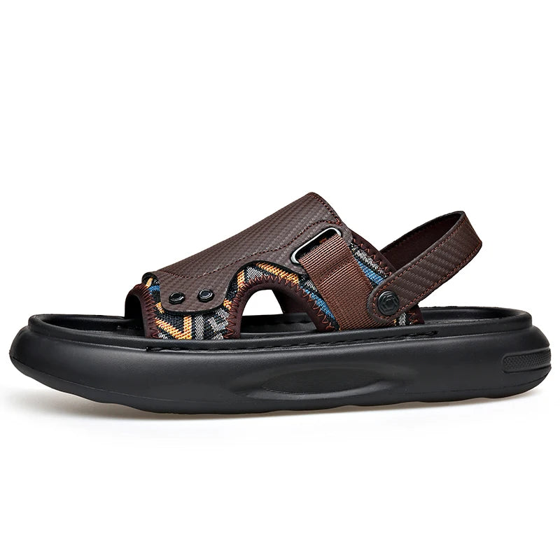 Men's Outdoor Two-Way Wear Slippers Summer Comfortable Slides Anti-Slip Soft-Soled Sandals Casual Breathable Male Beach Shoes