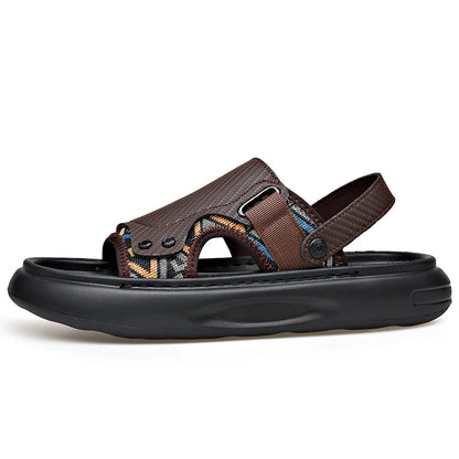 Men's Outdoor Two-Way Wear Slippers Summer Comfortable Slides Anti-Slip Soft-Soled Sandals Casual Breathable Male Beach Shoes