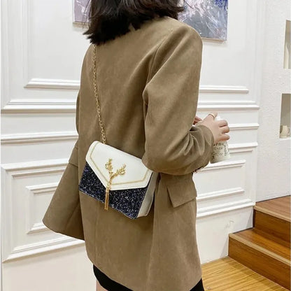 Fashion Women Shoulder Bag Deer Head Decoration Messenger Bags PU Leather Button Underarm Luxury Chain Lady Small Square Handbag
