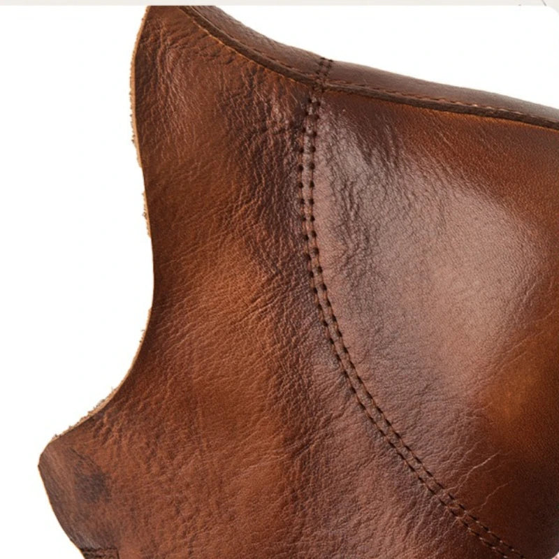 Myjyjz 3.5cm Genuine Leather Women Mary Jane Sandals Shoes Chunky Heels Fashion Hollow Comfy Point Toe Ankle Boots Summer Pumps