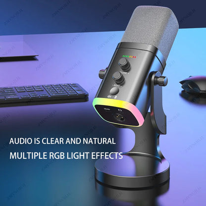 USB microphone for PC/Mac gaming, recording, live streaming, and podcasting; PC gaming condenser/coil microphone with phone adap
