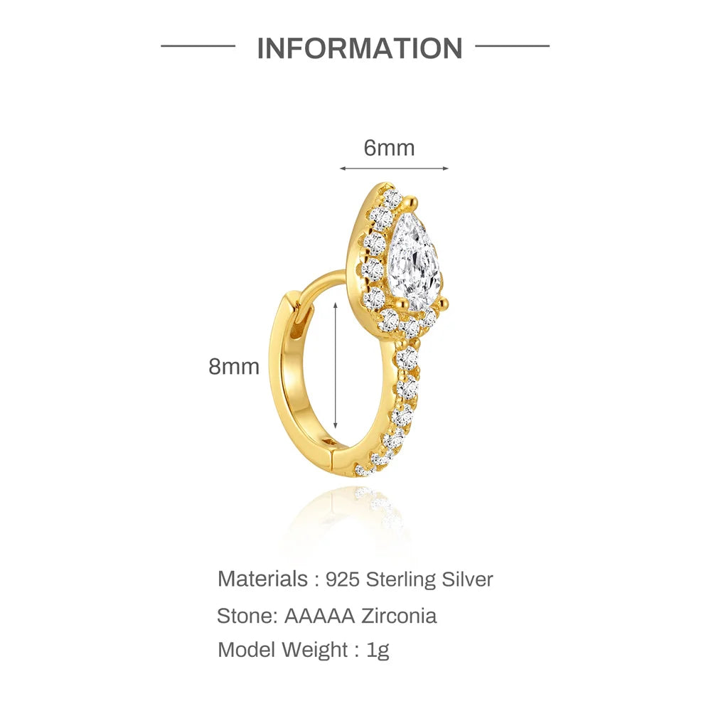 Aide 1PC 925 Sterling Silver INS Zircon Diamond Stud Earring Stud, Suitable For Women Daily Wear, Wedding Party, Valentine's Day