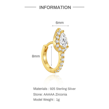 Aide 1PC 925 Sterling Silver INS Zircon Diamond Stud Earring Stud, Suitable For Women Daily Wear, Wedding Party, Valentine's Day