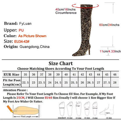 Over-the-Knee Boots for Women Pink Sequins Point Toe Boots Thin High-heeled Purple Thigh Long Boots Sexy Zip Heels Stiletto Shoe