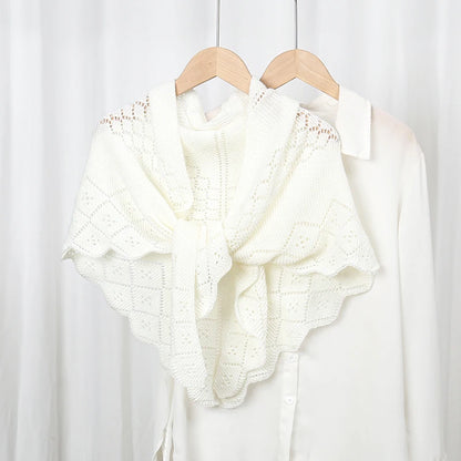 Fashion Knitted Cotton Hollow Scarf Shawl Solid Color Women Summer Air-conditioned Room Cape Ladies Simple Warps Wholesale