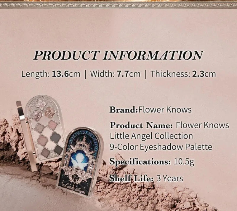 Flower Knows Little Angel Eyeshadow Palette Hand Mirror Brush Set Delicate Matte Glow Shimmer Flowerknows Edens Angel Eyeshadows
