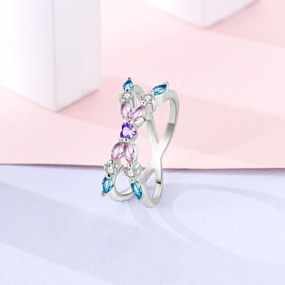 LAZA 925 Sterling Silver Colorful Rings Sparking Zirconium Bowknot Moon Sun Original Ring For Women Anniversary Wedding Gifts