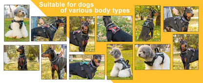 Service Dog Harness, No Pull Reflective Adjustable Pet Vest, Handle & Patches, Breathable Mesh, Easy On-Off for Small Large Dogs