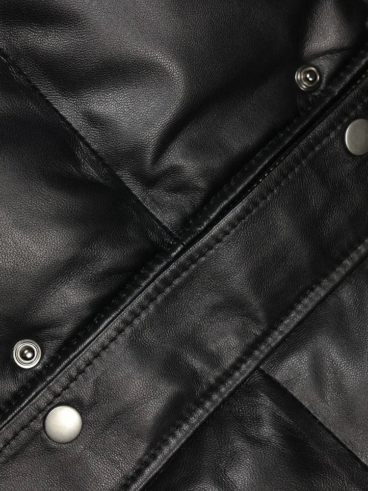 Women Winter Thick Warm Natural Sheepskin Down Jacket Casual Hooded Windproof Overcoat Loose Fit Genuine Leather Jacket Coats