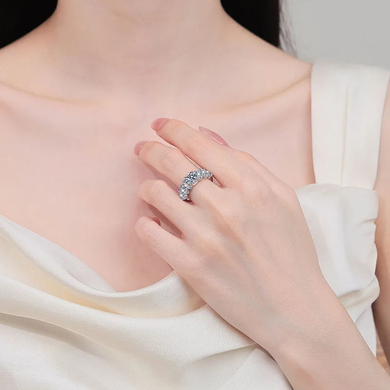 Women's PT950 Platinum 1CT Moissanite Ring - Rectangular Bevel Style, Luxury Gorgeous, High-End Festival Gift & Unique