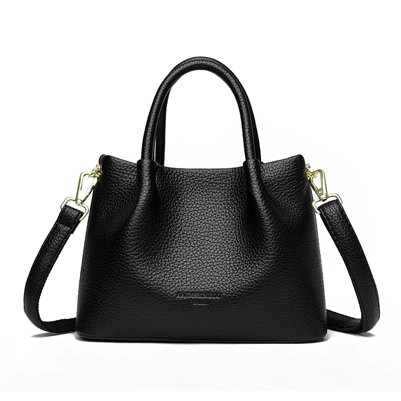 Women Soft Leather Top-Handle Bags Luxury Designer Handbag Solid Color Ladies Shoulder Crossbody Bag And Purse Commuting Sac
