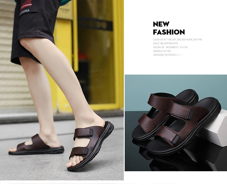 Men Slippers Shoes Solid Color Slip On Casual Beach Slides Mens Thick Sole Anti Slip Shoes for Men 2024 Summer Fashion Sandals