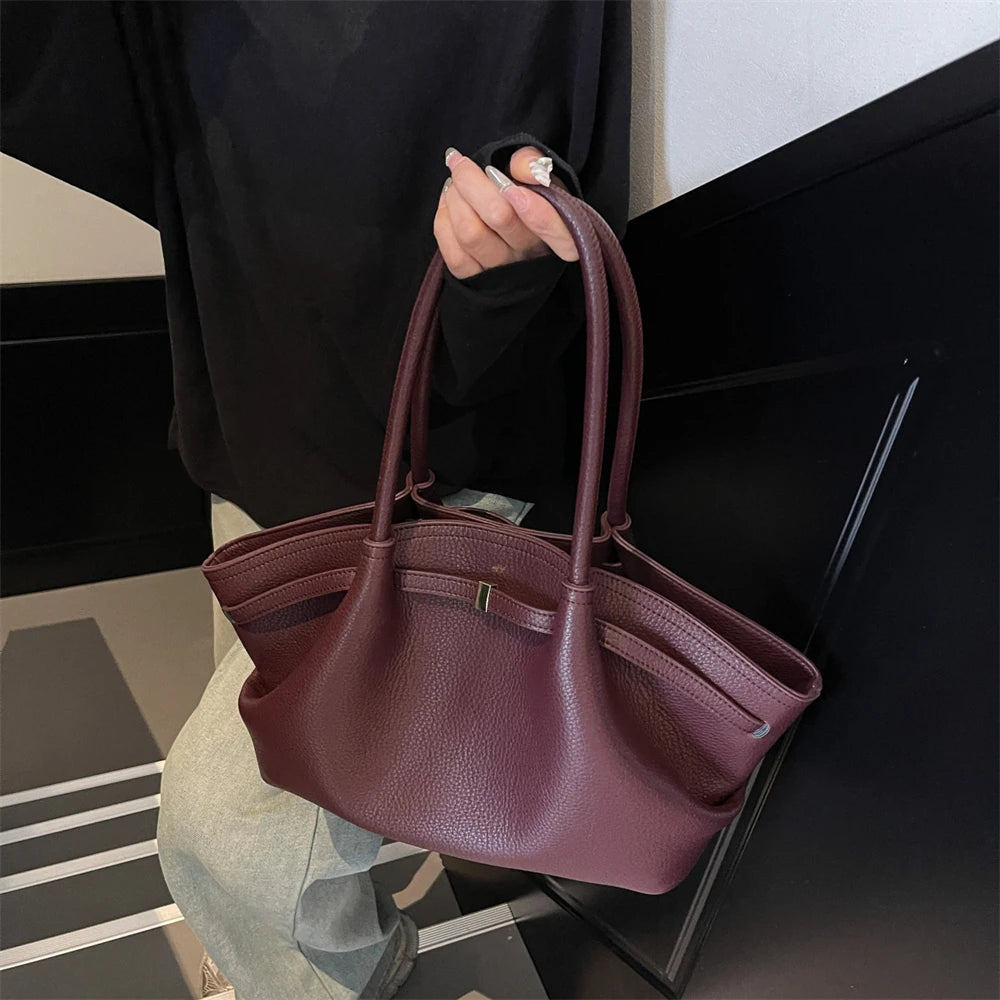 2026 New Lychee Pattern Underarm Shoulder Bags For Women Soft PU Leather Large Capacity Mini Tote Bag Luxury Designer Handbags