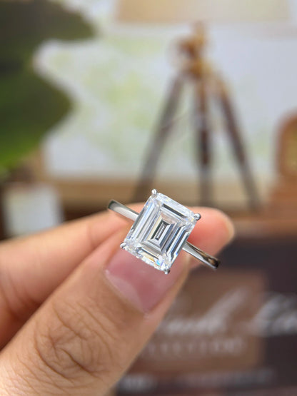 GXTRS 4CT Emerald Cut Moissanite Rings Women S925 Silver Lab Diamond Engagement Wedding Band 18K Plated Fine Jewelry Certified