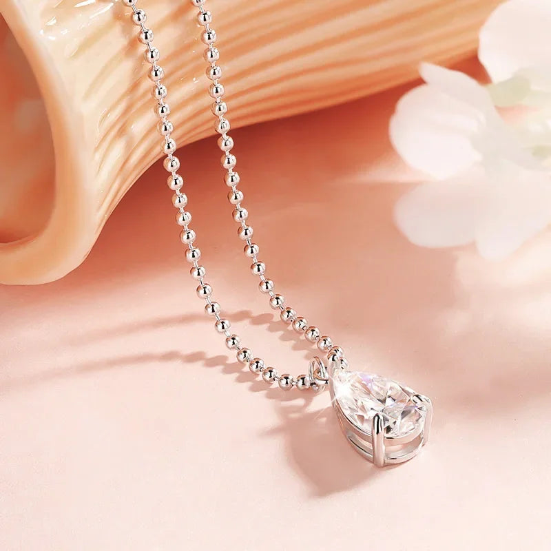 Smyoue 2CT 3CT 5CT 6CT Pear Cut Moissanite Necklace for Women Classic Pendant Sterling Silver 925 Plated 18K Jewelry Wholesale