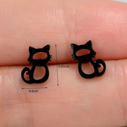 Minimalist Stainless Steel Earings Mini Heart Star Geometric Stud Earrings For Women Cute Cat Dog Flower Leaf Earrings Jewelry