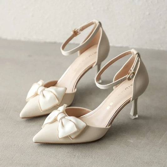 Medium Heel Heels Women's Shoes Trend Pointed Toe Butterfly Stilettos Elegant Dress Weddings Bridal Party White Designer