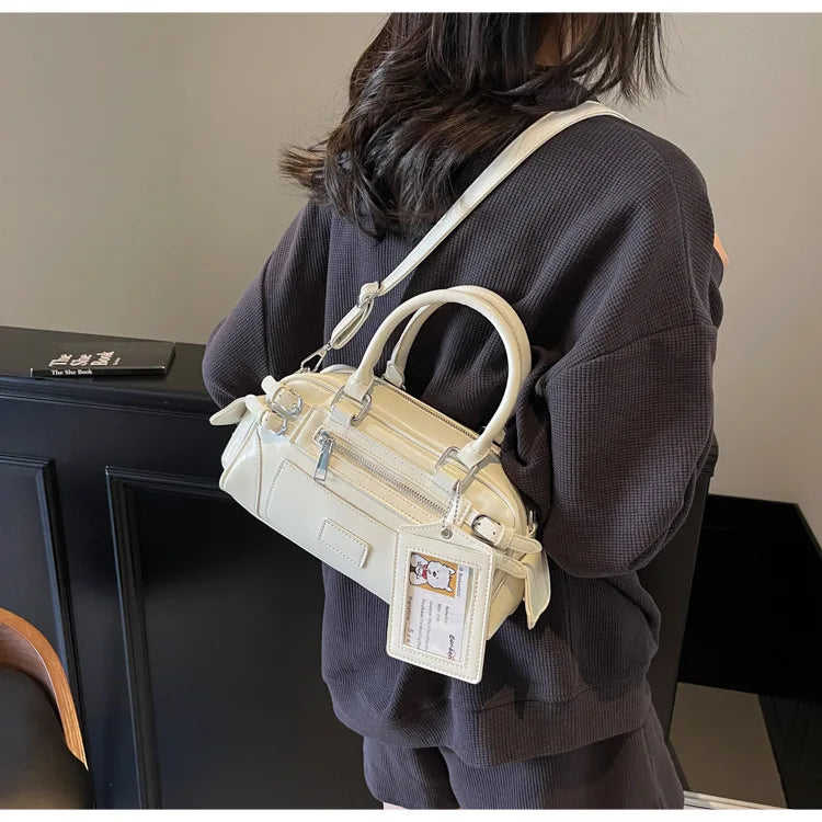 Stylish Design Glossy PU Sqeare Shoulder & Crossbody Bags Solid Zipper Hot Trendy Designer Style Handbags for Women 2025 New