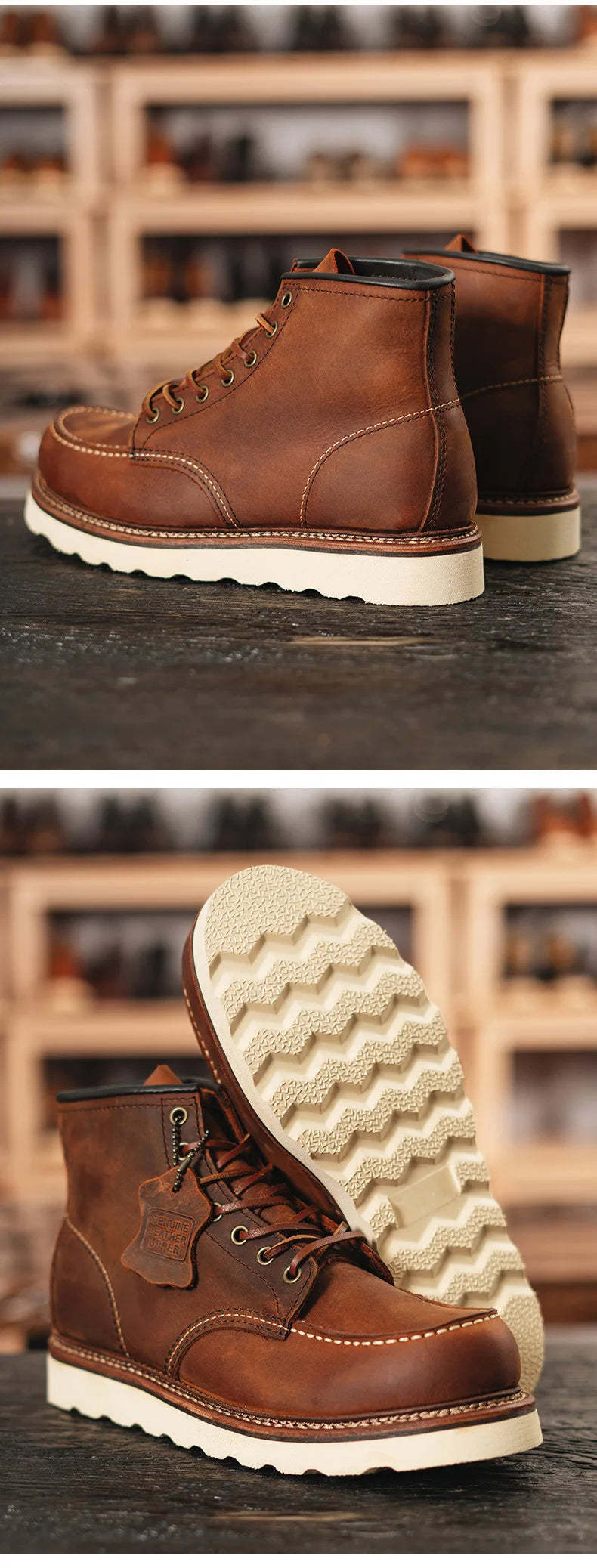 YR Best.Mens Vintage Style Leather Shoes.Good Year 1907 Quality Cowhide Boots.Motor Rider Leather Boots.Retro Casual Top Layer