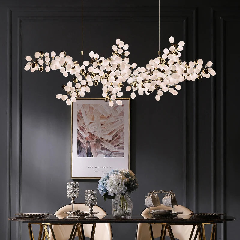 Nordic Luxury Grapes Bunch Hanging Chandelier Lamp for Dining Room Living Room Loft Villa Hotel Hall Decor Pendant Lights