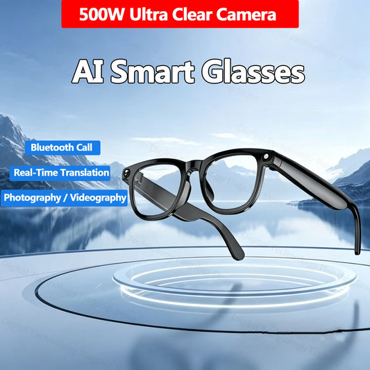 AI Smart Glasses Translation 800W Camera HD Photo Video Voice Call Waterproof Bluetooth Listening To Music Motorcycle Glasses