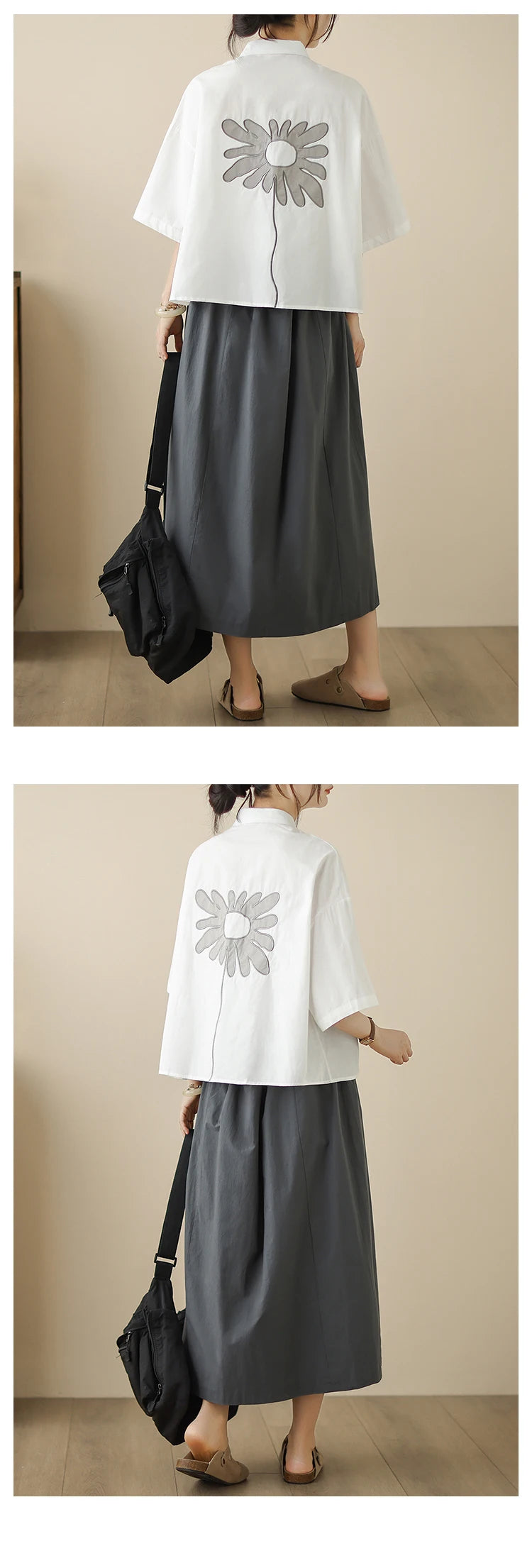 High-End Korean Japanese Artistic ort Sve Cotton Linen Embroidered irt Summer Wear Pear ape Fitting Women's Top