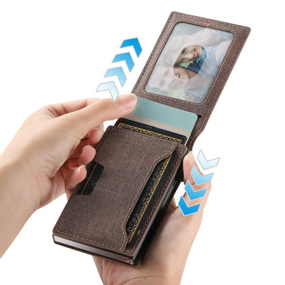 Push-out Card High quality PU leather Card Holder Wallet Holder Large Capacity Can Hold 1-12 Cards 1 Photo Black/Brown/Blue