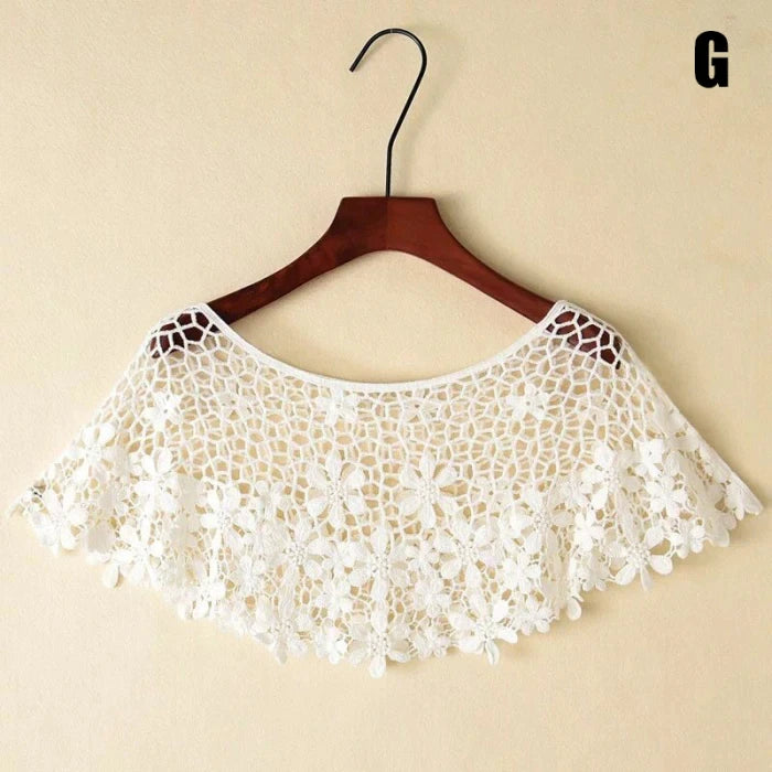 Women Vintage Crochet Knit Cape Elegant Cute Lace Short Hollow Out Shawls Shrug Poncho Wedding Bridal Evening Dress Lace Scarf