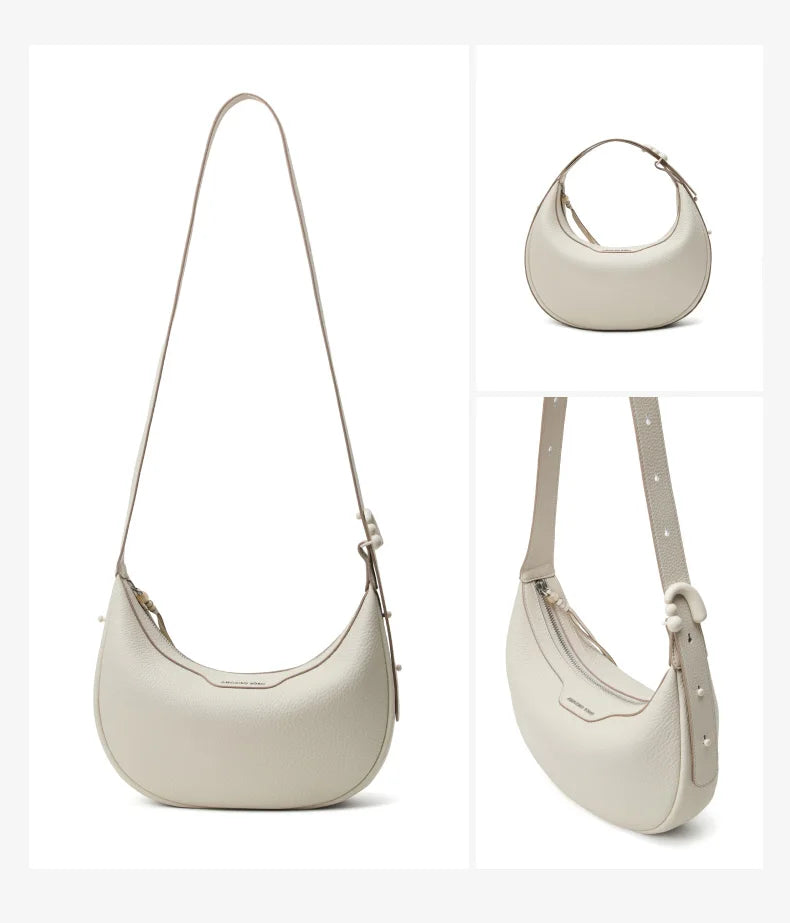 Amazing Song Original Design Half Moon Bag Small Top Grain Leather 2026 New Fashionable Women's Bags
