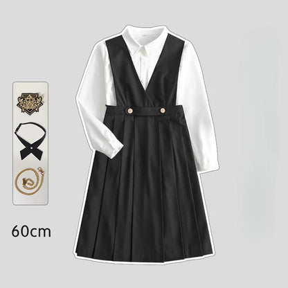 Versatile and Cute School Uniform Skirt JK Uniform Basic Spring Genuine Long Dress Japanese-style Pleated College Style Suit