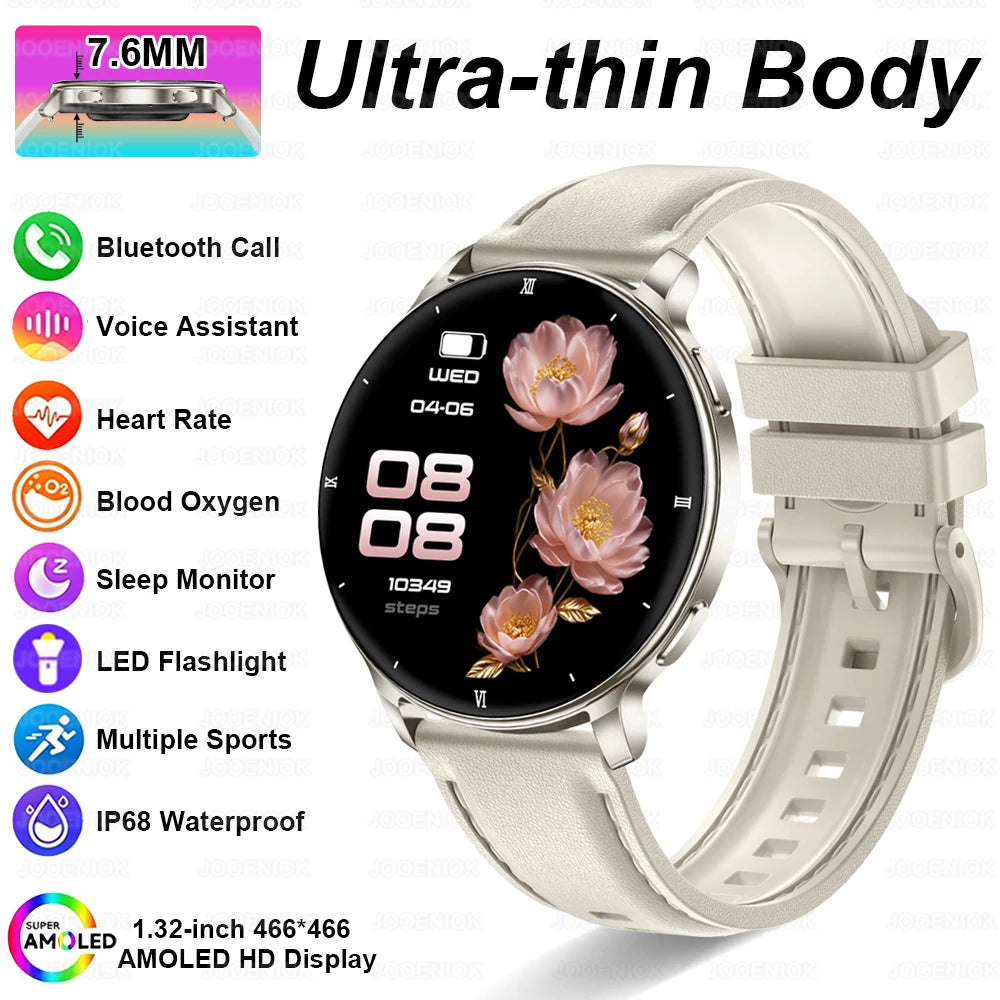 2026 New 1.32" AMOLED Smartwatch Man 466*466 Resolution Bluetooth Call LED Flashlight Fitness Tracker Smart Watch For Men Women