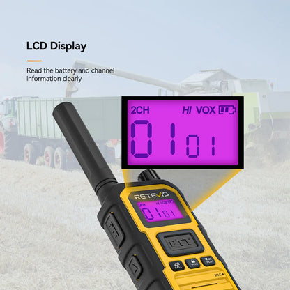 Retevis RB648Plus IP67 Waterproof Walkie Talkie LCD Display Walkie-talkie Long Range Dual PTT Heavy Duty 2 Way Radio for Factory