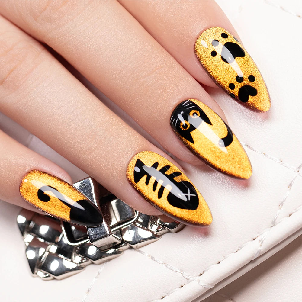 7.5ml Golden Light  Magnetic Gel Golden Gems Magnetic Gel Nail Polish Cat Nail Sparkling Glitter Semi Permanent Varnish