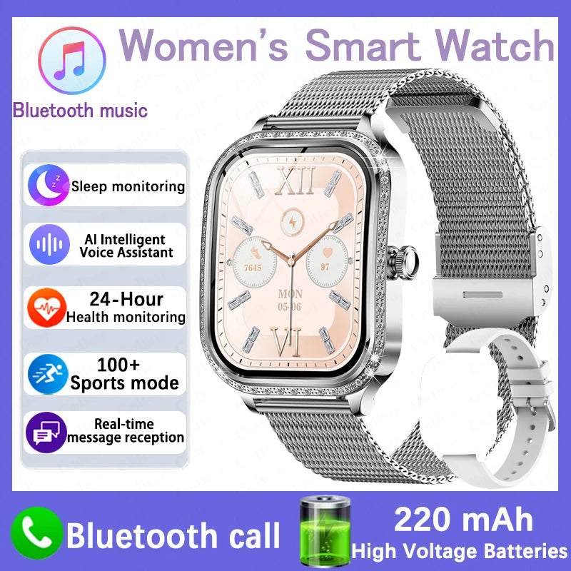 Fashion Women Diamond Watch 1.75 inch 360*360 HD Display Heart Rate Blood Oxygen Monitoring Bluetooth Call Smartwatch 2026 New