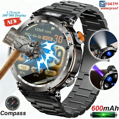 DAORKOW 2026 New Model 10ATM Waterproof 600mAh Smartwatch Compass LED Flashlight Bluetooth Call Outdoor Sports Smartwatch
