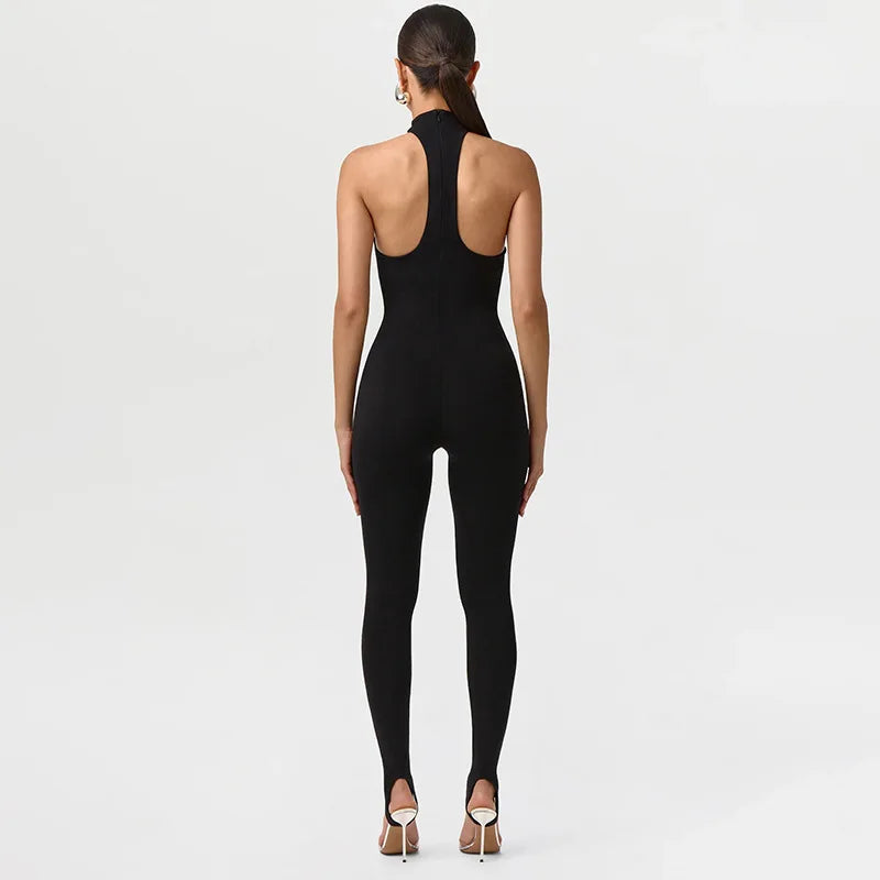 Off Shoulder Halter Sexy Jumpsuit Women Party Club Summer Bodycon Backless Rompers Sleeveless One Piece Overall Beach Vacation