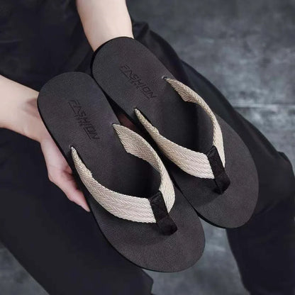 1 Pair Sandal Soft High Elasticity Flip Flops Anti-slip TPR Flat Bottom Slippers Resilience Thickened Beach Flip Flops Summer