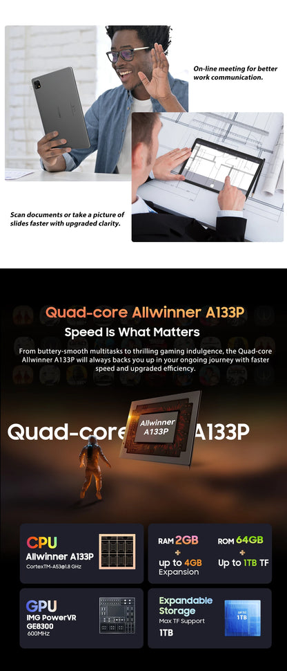 Blackview Oscal Pad 50 WIFI Tablet PC 10.1 Inch 6GB(2+4)RAM 64GB ROM Wi-fi 6 5100mAh 5000mAh Tablet PC Android 13 Tablet Android