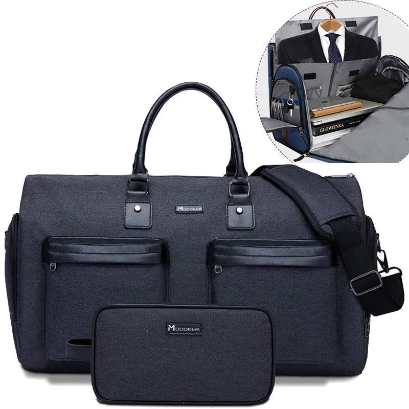 Portable clothing luggage bag, convertible business travel suit handbag, with shoulder strap / weekend daily travel bag