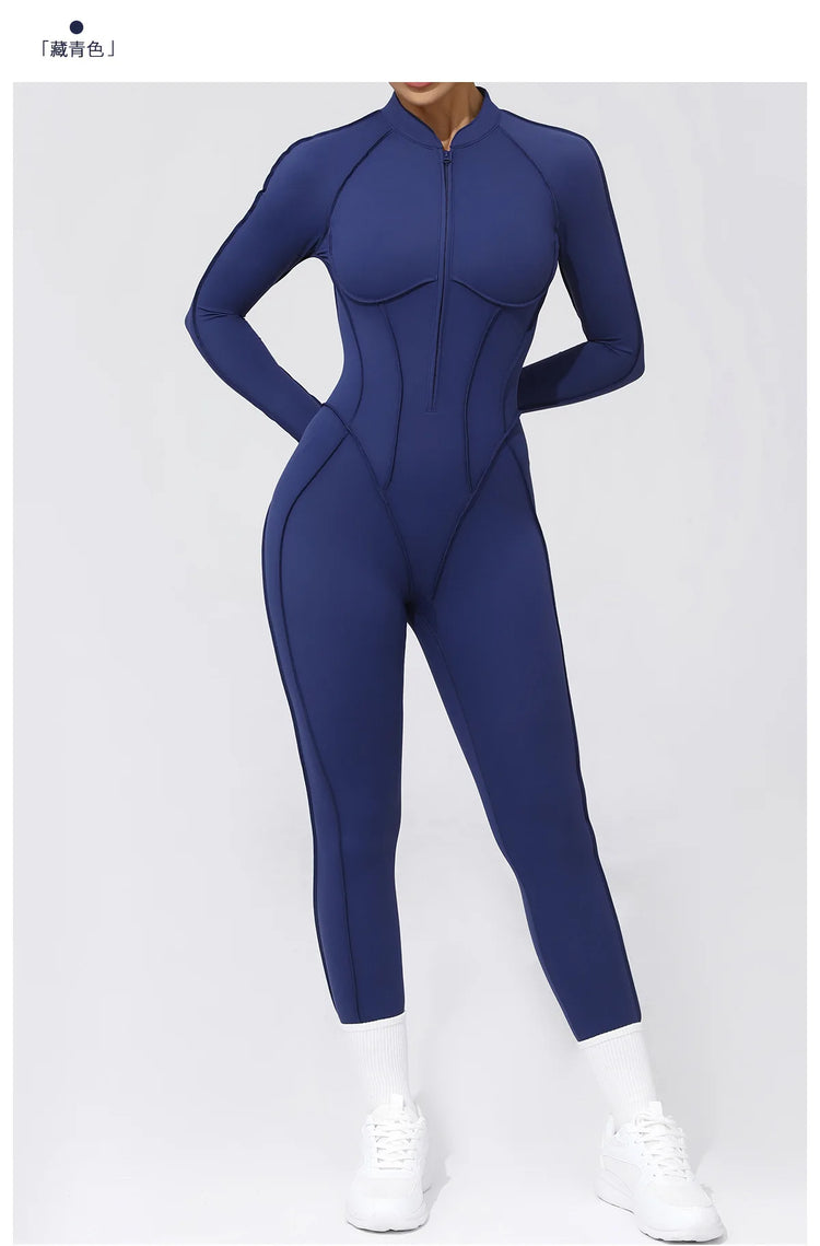 One Pieces Long Jumpsuits Sexy Womens Overalls Mono Streetwear Yellow Body Long Sleeves Woman Clothing Summer Gym Sportswear
