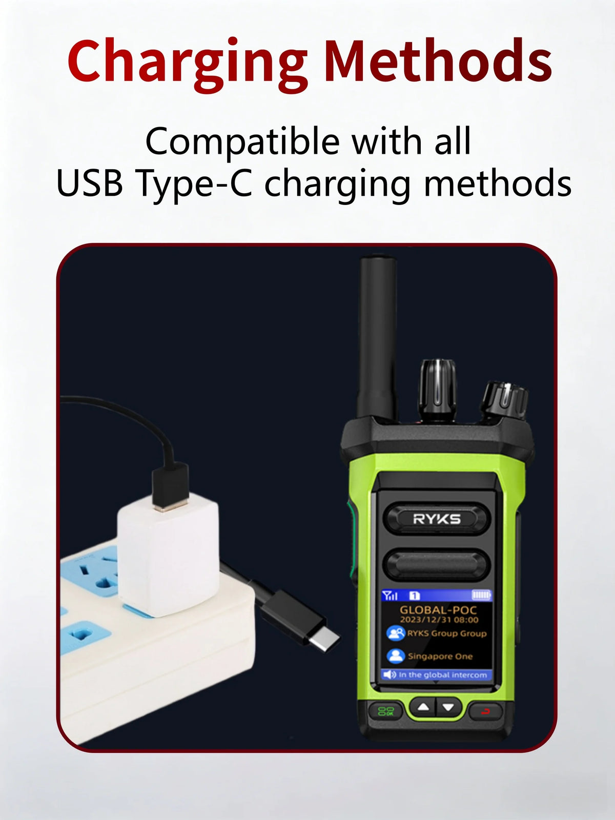Global Walkie Talkie 10000Km Range Poc Radio 4G Global With 2250Mah Type-C Charger For Hiking