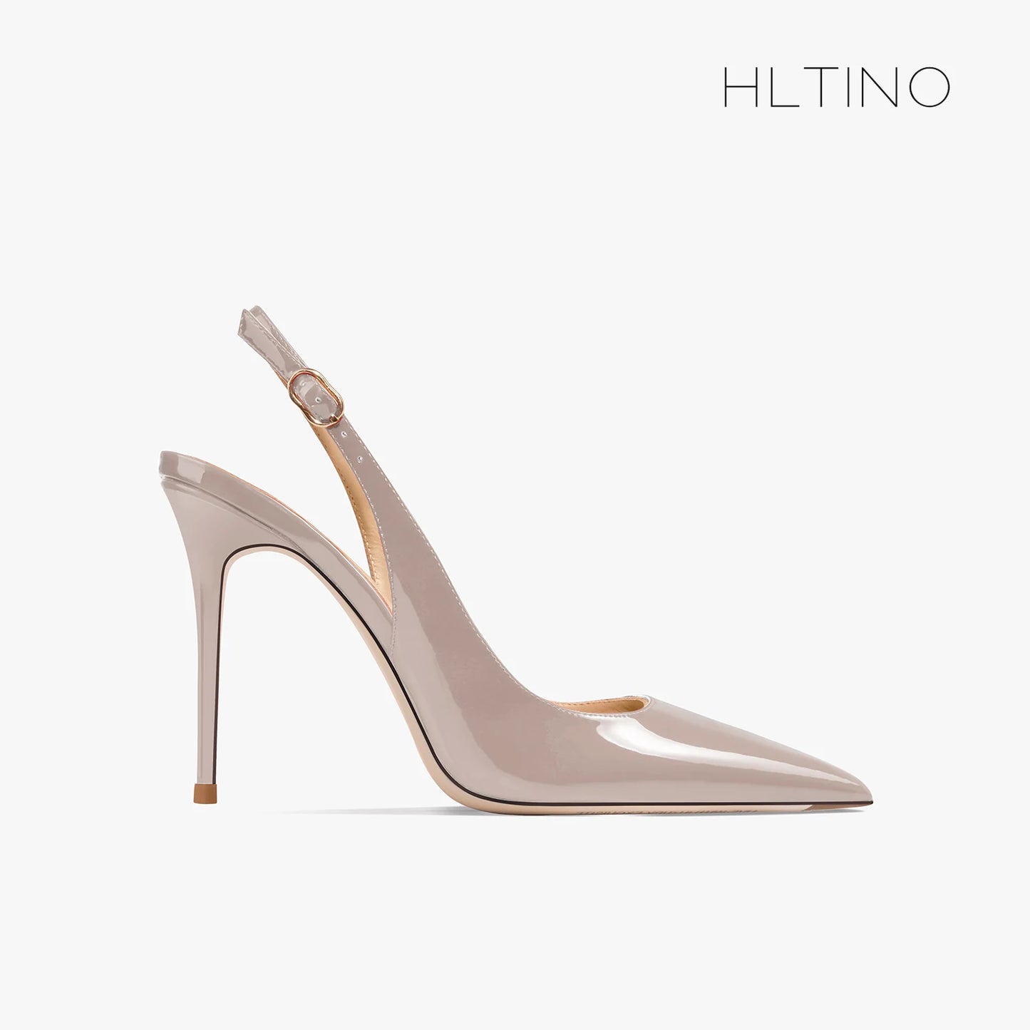 Women's Heeled Sandals Naked Color Patent Leather Slingbacks Pumps Luxury Gladiator Pointed toe High Heels Elegant Woman Shoes