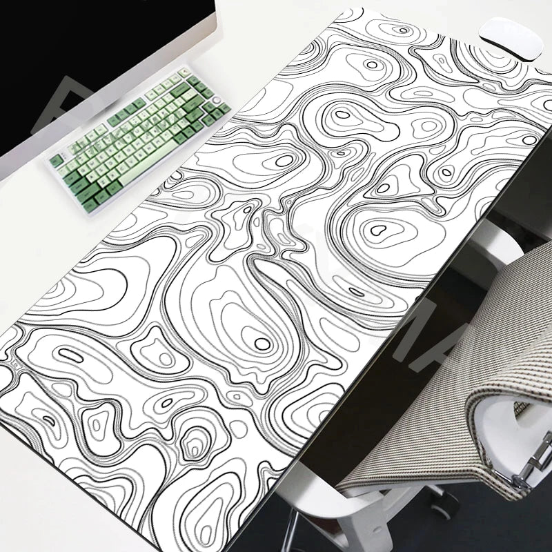 Large Mouse Mat Black And White Mousepad Gaming Mousepads 39.3x19.6in Rubber Keyboard Mats Abstract Desk Pad Office Mouse Pads