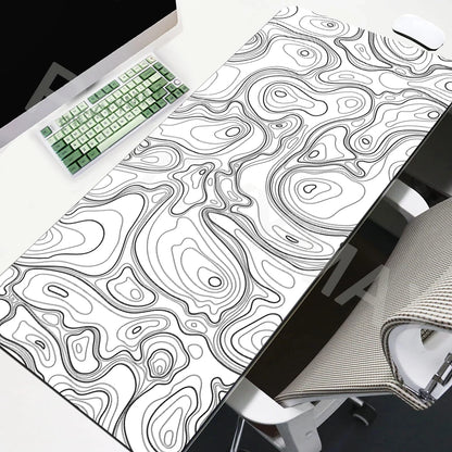 Large Mouse Mat Black And White Mousepad Gaming Mousepads 39.3x19.6in Rubber Keyboard Mats Abstract Desk Pad Office Mouse Pads